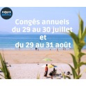 Congés annuels du 29 au 30 juillet et du 29 au 31 août